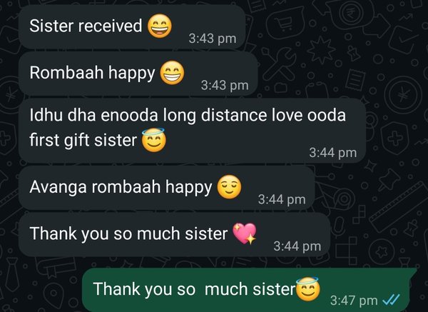 Customer WhatsApp review — happy with polaroid prints quality, Lilly's Little Gifts Tamil Nadu